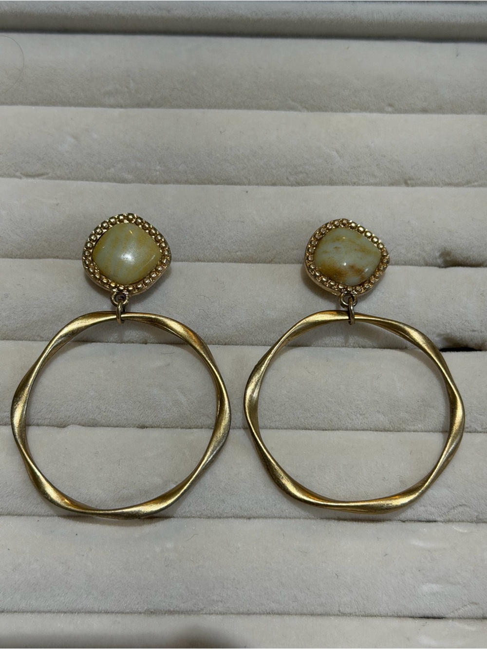 Kenneth Cole New York Gold Tone Organic Hoop Drop Post Earrings